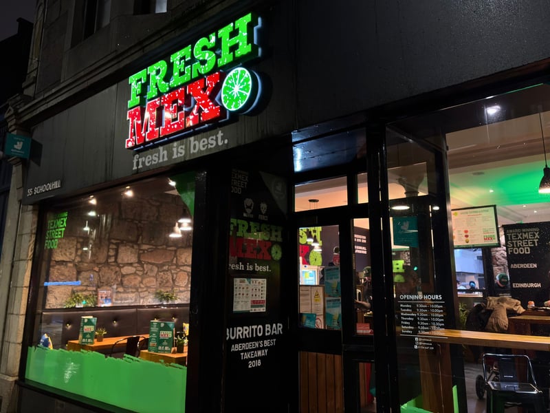 While FreshMex now has locations in Edinburgh and Glasgow, the firm’s very first restaurant can be found in Aberdeen city centre. Sitting between Spectra displays on Schoolhill, you can pop in to try everything from nachos and salad bowls to fajitas, burritos and more. 
