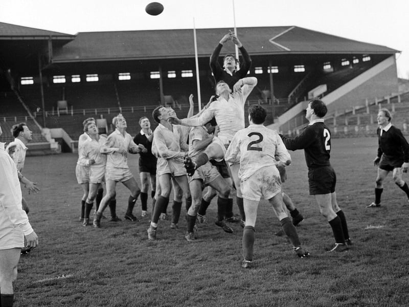 Scottish International rugby trials at Murrayfield in November 1967.