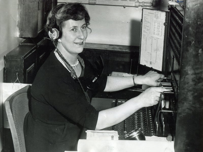 A switchboard operator at the Royal Victoria Hotel, Sheffield, in 1961