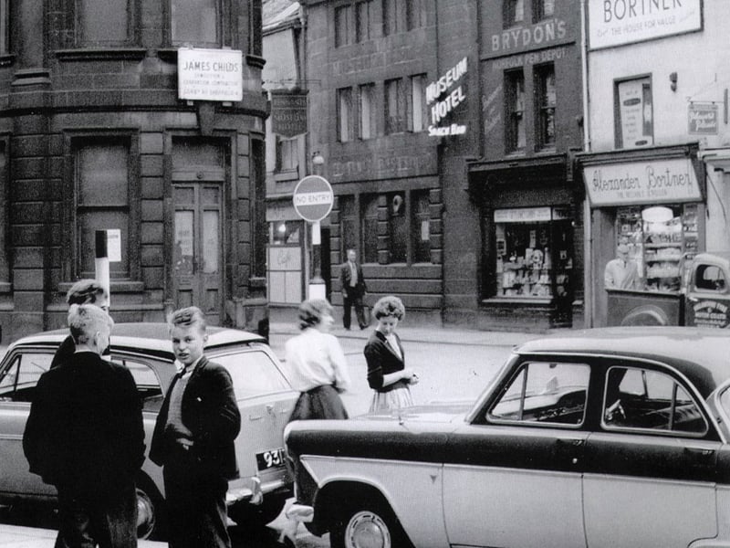 Orchard Street, Sheffield, in April 1961. The Assay Office on the left has a demolition notice from James Childs.