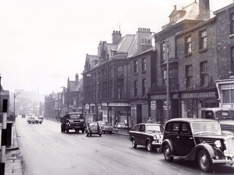 West Street, Sheffield, in January 1961, with James Woodcock & Son, Jameson Antiques on the right