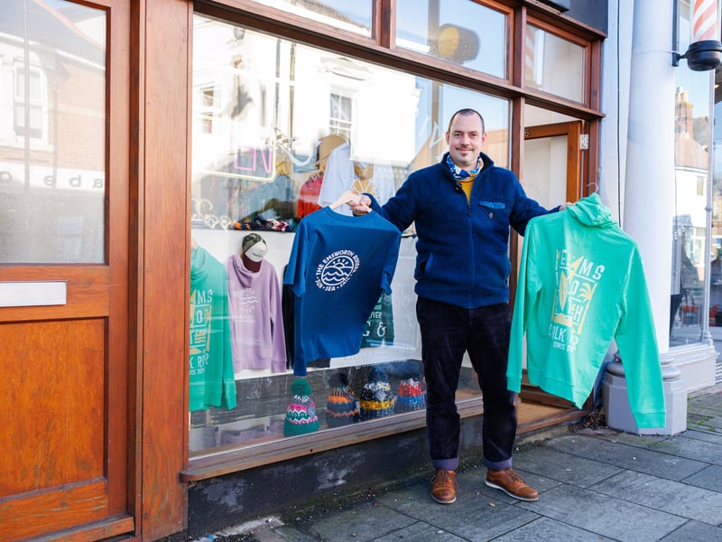 Daniel Tidbury started Chalk River in 2024, printing his own unique designs on to sustainable organic cotton t-shirts and hoodies.