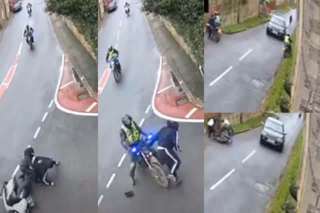 The police chase through the Thurcroft area of Rotherham was brought to a crashing stop, after the scooter riders came off the bike when the driver attempted to navigate a bend at speed