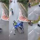The police chase through the Thurcroft area of Rotherham was brought to a halt, after the scooter riders came off the bike when the driver attempted to navigate a bend at speed