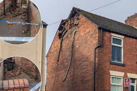 Police cordoned off a property on Rawmarsh Hill, in Rotherham, after a chimney collapsed