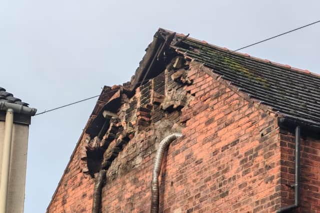 Part of the roof has come away, following last night's incident