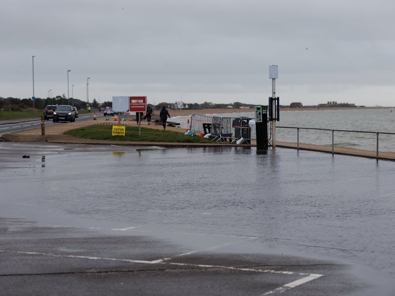 Flooding at the Alverbank West Car Park on Stokes Bay Road, Gosport.
