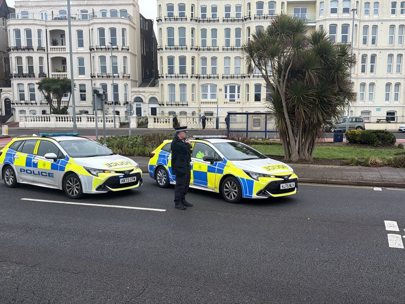 Police at the cordon near Canoe Lake after a suspected unexploded ordnance was found in Southsea on February 8.