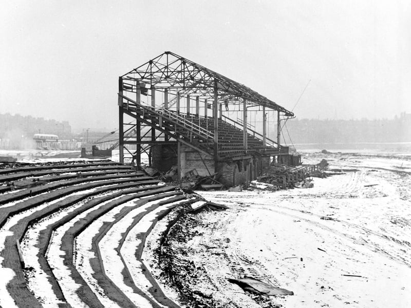 The old stands of Meadowbank Stadium in February 1968, ahead of demolition to make way for the new stadium to host the Commonwealth Games in 1970.