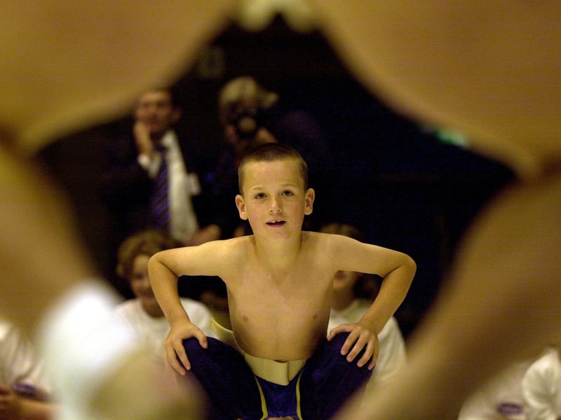 Seven-year-old Tony Scott came face to face with sumo wrestler Eiiti Tanaka in June, 2001.The Japanese Sumo wrestlers were visiting Scotland for the first time, and wrestled with some children from the audience after a demonstration at Meadowbank Stadium.