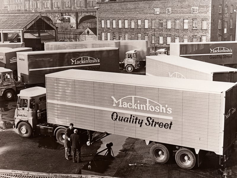 Mackintosh's Quality Street trucks in Halifax, West Yorkshire, in 1968