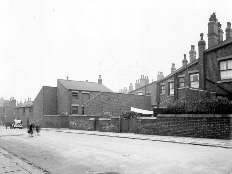 A view down Chantrell Place looking towards Chantrell Street from the direction of Chantrell Grove. This part of the locality was to be included in the York Road improvement scheme. Pictured in November 1938,