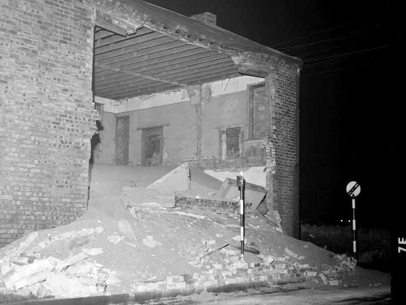 A building collapse in Prestonpans in November 1962. It had been used to store grain.