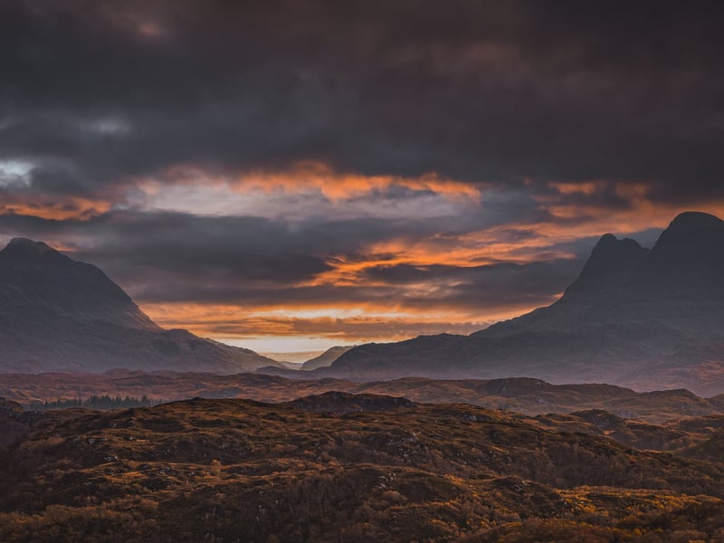 Once seen, the mountains of Assynt - known as 'island mountains' - are never forgotten. The unique landscape rises from the loch-studded landscap,e which has been sculpted by the ice ages.
