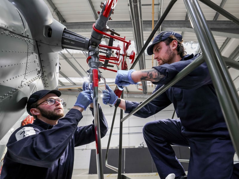 During National Apprenticeship Week, PLET Ben King and PLET Lavery is training as an Air Engineering Technician at HMS Sultan, developing hands-on engineering skills in the workshop.
