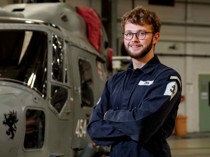 During National Apprenticeship Week, PLET Ben King is training as an Air Engineering Technician at HMS Sultan, developing hands-on engineering skills in the workshop. A former, he now works on Merlin Mk2 helicopters.