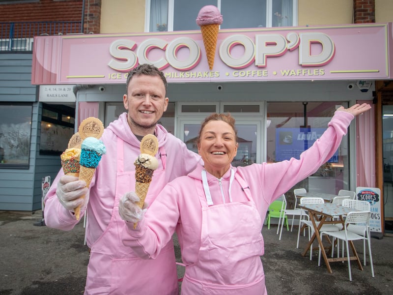 Ice Cream shop Scoop'd is getting ready to open its doors on Hayling Island. 

Pictured: Owners Charlotte Atkins and Ryan Kendall at their new shop. 

Picture: Habibur Rahman