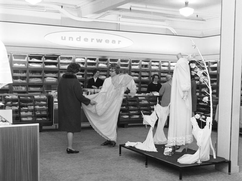 The underwear department of Binns, on Princes Street, Edinburgh, in 1966