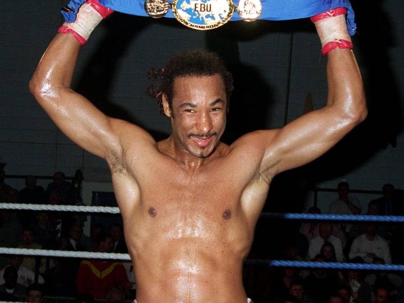 Leeds boxer Crawford Ashley celebrates after beating Roberto Dominguez for the vacant light-heavyweight European title.