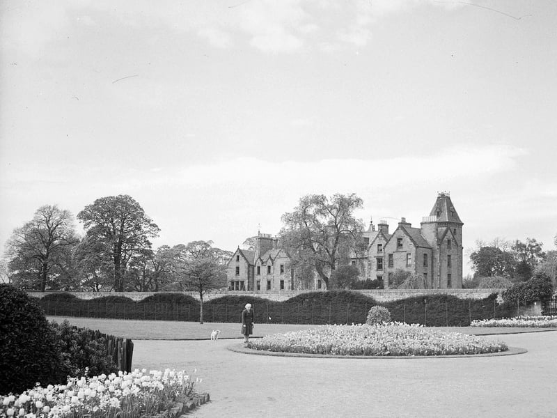 Saughton Park with Saughtonhall House in the background. It was demolished shortly after this picture was taken in May 1952.