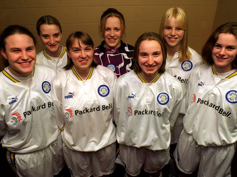 Leeds United Ladies five-a-side football team. Pictured, from left, are Louise Monkhouse, Clare Parker, Jo Mitchell, Clare Farrow, Keeley Reyner, Stacey Liversidge and Becky Dennison.
