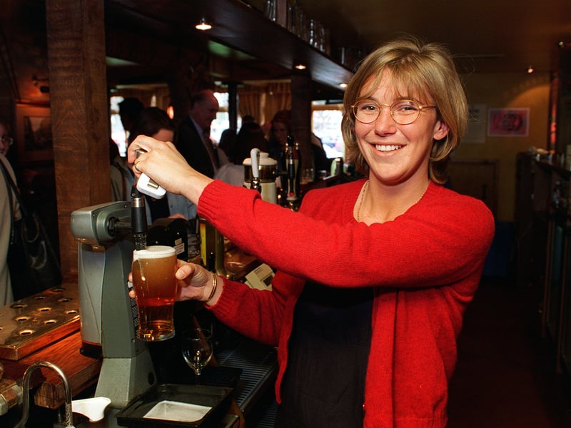 Pictured behind the bar at the Streets Of Leeds is manager Tanya Besford in March 1997.