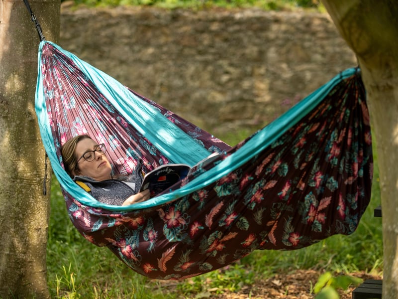 Outside there's a hammock for whiling away the hours with a good book.