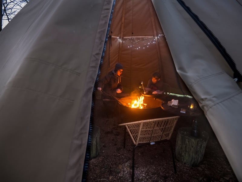 What better way to relax in the evening than enjoying toasting marshmallows over the firepit in the 7m-high tipi - complete with seating for storytelling?
