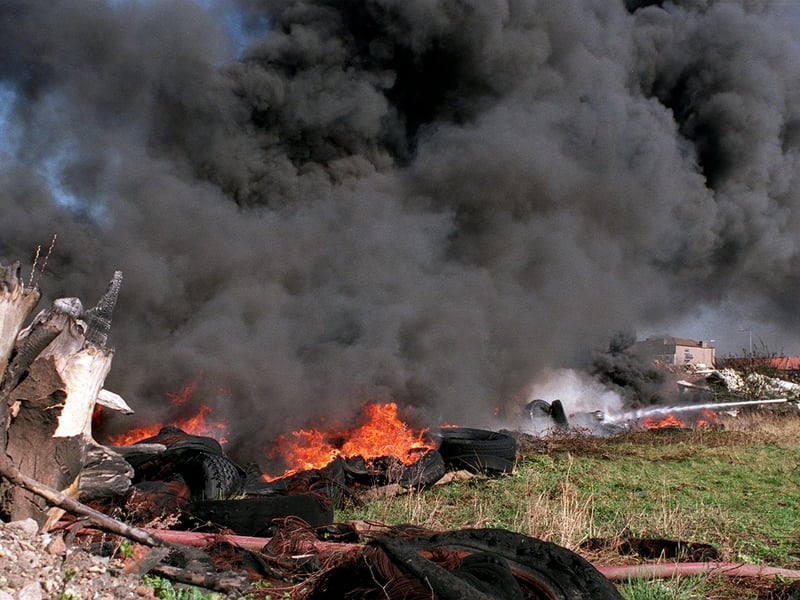 Fire crews were called out to deal with a major tyre fire opposite the Fisherman's Hut pub.