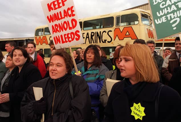 Angry workers at Wallace Arnold on Gelderd Road.