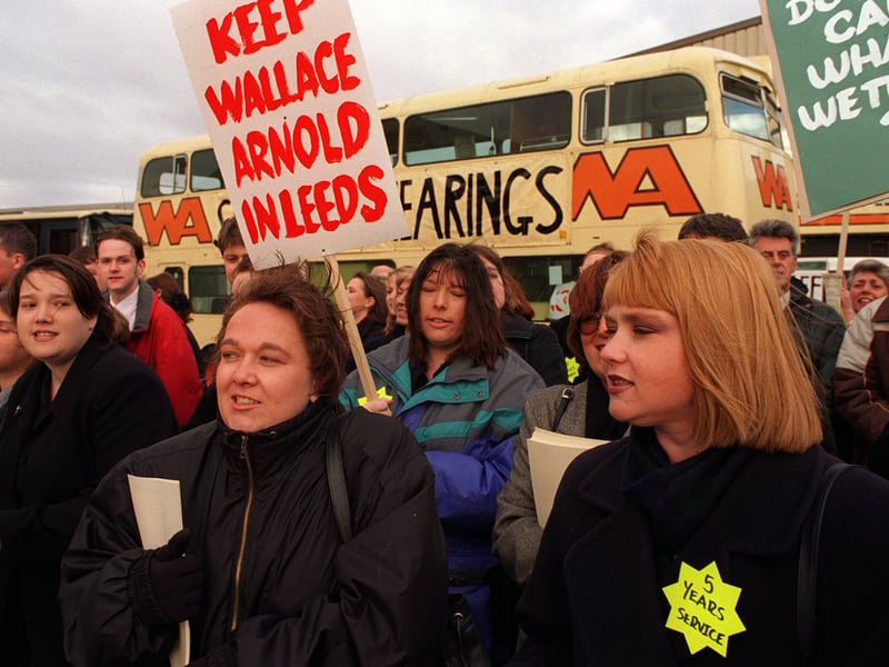 Angry workers at Wallace Arnold on Gelderd Road.