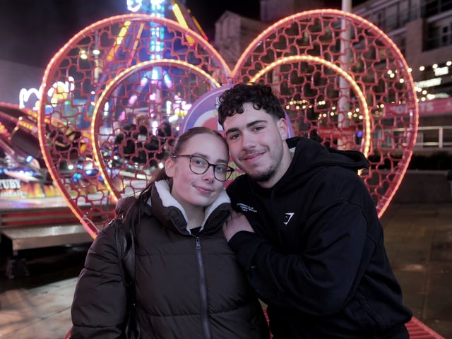 Leeds student Tommy Carvalho and Tia Kershaw at the Valentine Fair