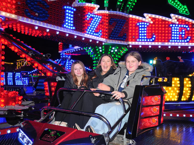 Emma Gallagher, Tayla Shaw and Ava Dowas at the fair. 