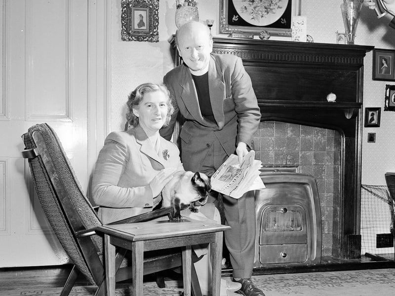 Rev and Mrs Roy McVicar, who had won a competition to win a second honeymoon, at home at the Manse in Davidson's Mains in March 1963.