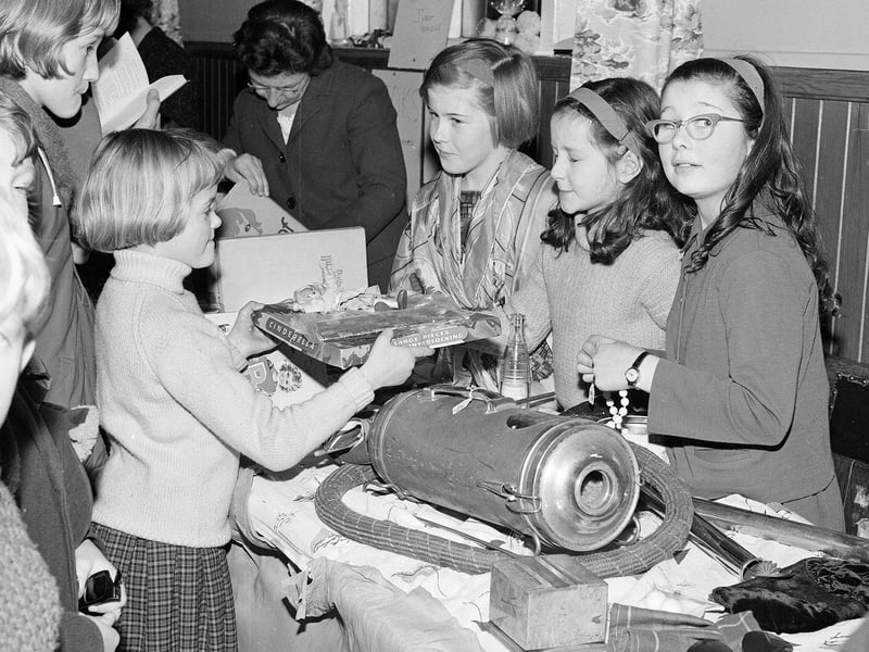 A sale of work by the children of Davidson's Mains Parish Church in November 1964.