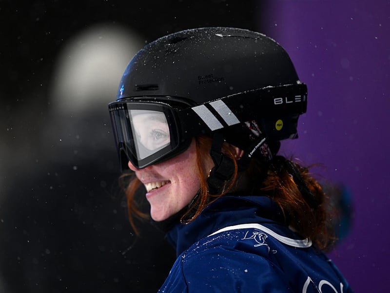 Kirsty Muir after going into the bronze medal postition after her second run in the Women's Freeski Big Air Final.