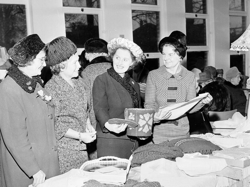 Lady Dunbar opens the Davidson's Mains Branch of the SWRI in Holy Cross Church Hall in November 1964.