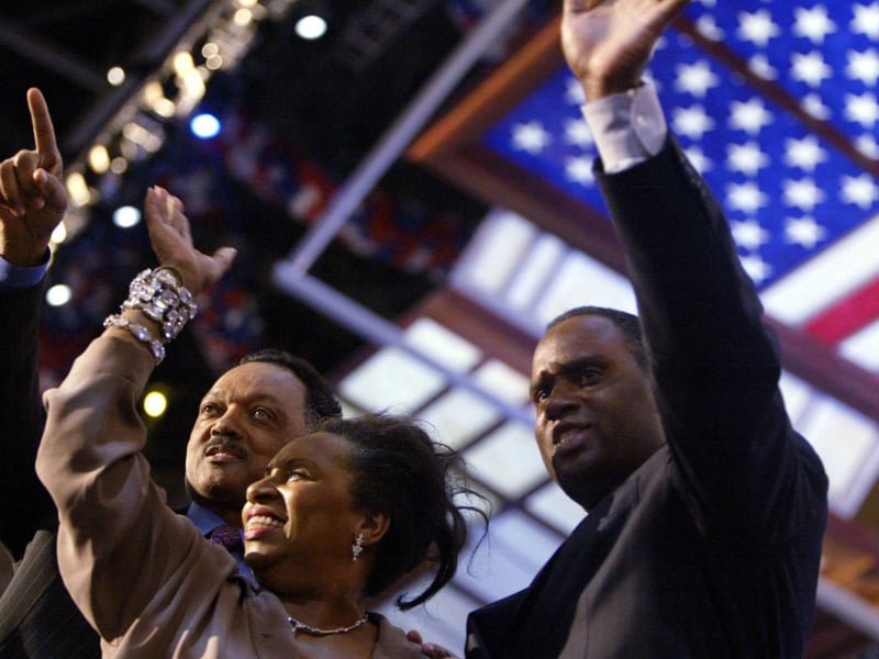 US civil rights activist Jesse Jackson died at 84. H is family said in a statement that “It is with profound sadness that we announce the passing of Civil Rights leader and founder of the Rainbow PUSH Coalition, the Honorable Reverend Jesse Louis Jackson, Sr. "He died peacefully surrounded by his family." He is pictured in 2004 with his wife Jacqueline and son Jonathan."