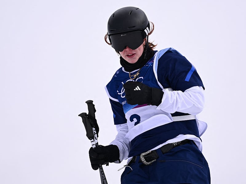 Kirst Muir at the end of her second run at the Freeski Slopestyle Final.