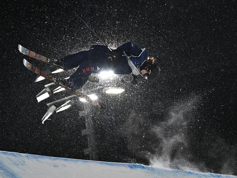 Aerial action during Kirst Muir's final run in the Big Air Final.
