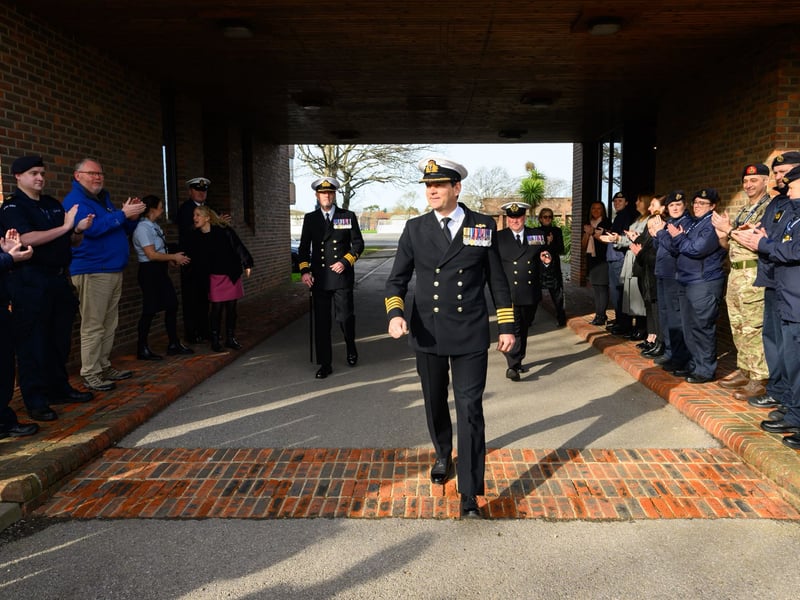 Capt Davey begins his farewell ceremony.