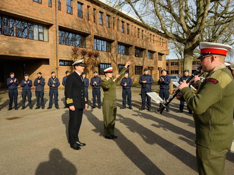 Sailors saying goodbye to Capt Davey at HMS Collingwood