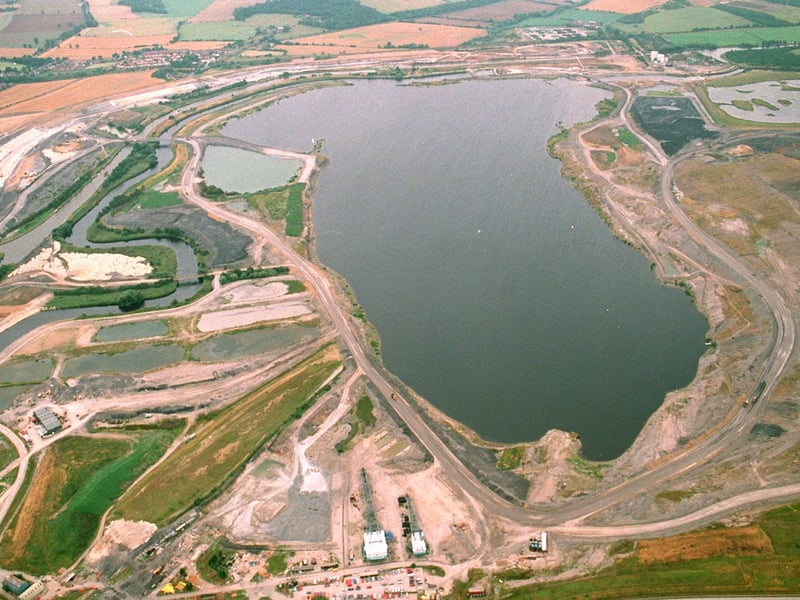 St Aidans opencast site from the air showing the giant lagoon.