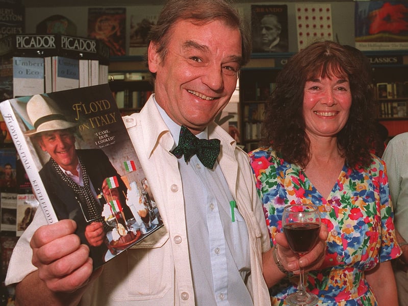 TV cookery personality Keith Floyd was at Austicks to sign copies of his new book. He is pictured in July 1994 with fan Mary Wainwright from Mirfield.