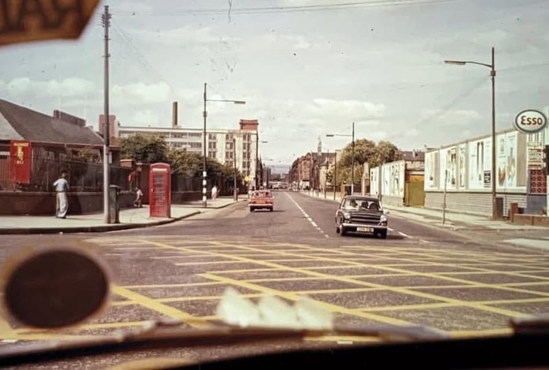 A view along Saracen Street in the 1970s with the Alliance Box on the left and the Blindcraft building in the distance.