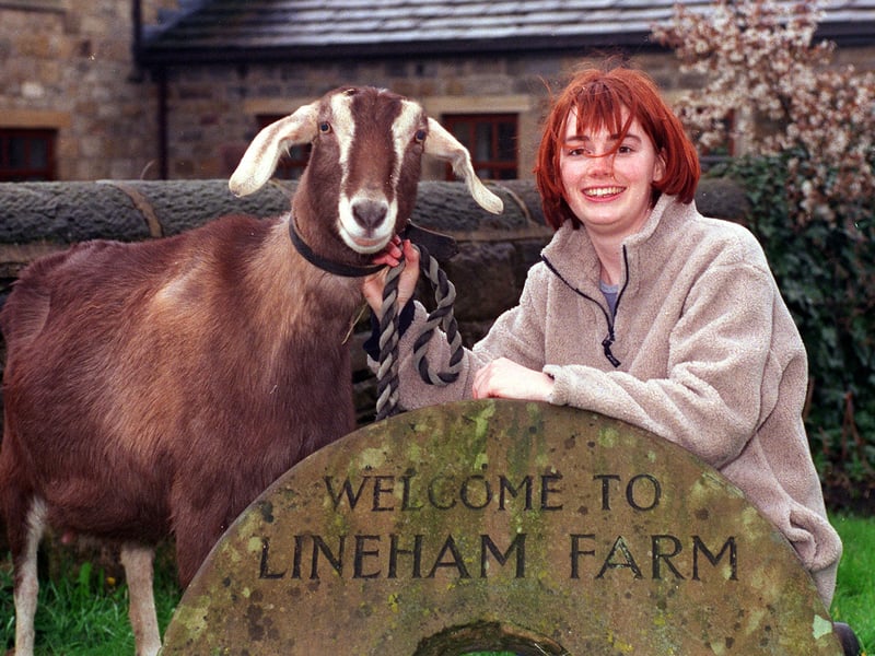 Lineham Farm appeals officer Lisa Barnes pictured with Rochelle the goat in April 2000.