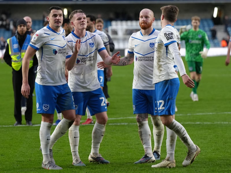 The Pompey players thank the fans for their incredible support at the final whistle