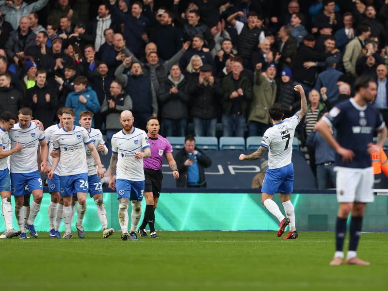 Marlon Pack celebrates his goal in front of the away end.