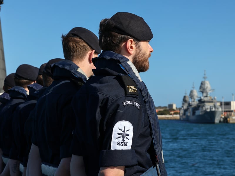 HMS Anson docked at HMAS Stirling, the Astute-class submarine's first visit Down Under.