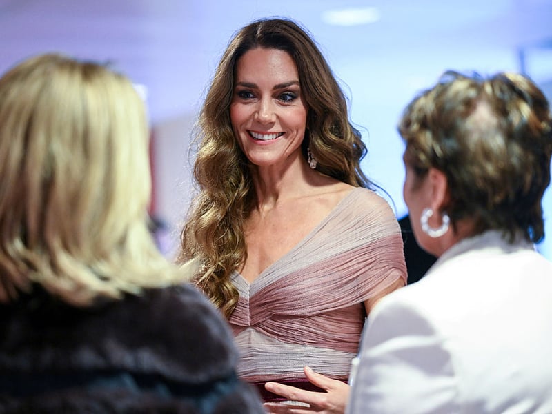 Catherine, Princess of Wales, meets with Elaine Bedell, CEO of Southbank Centre, and Allison Kirkby, CEO of BT Group during the BAFTA Film Awards.